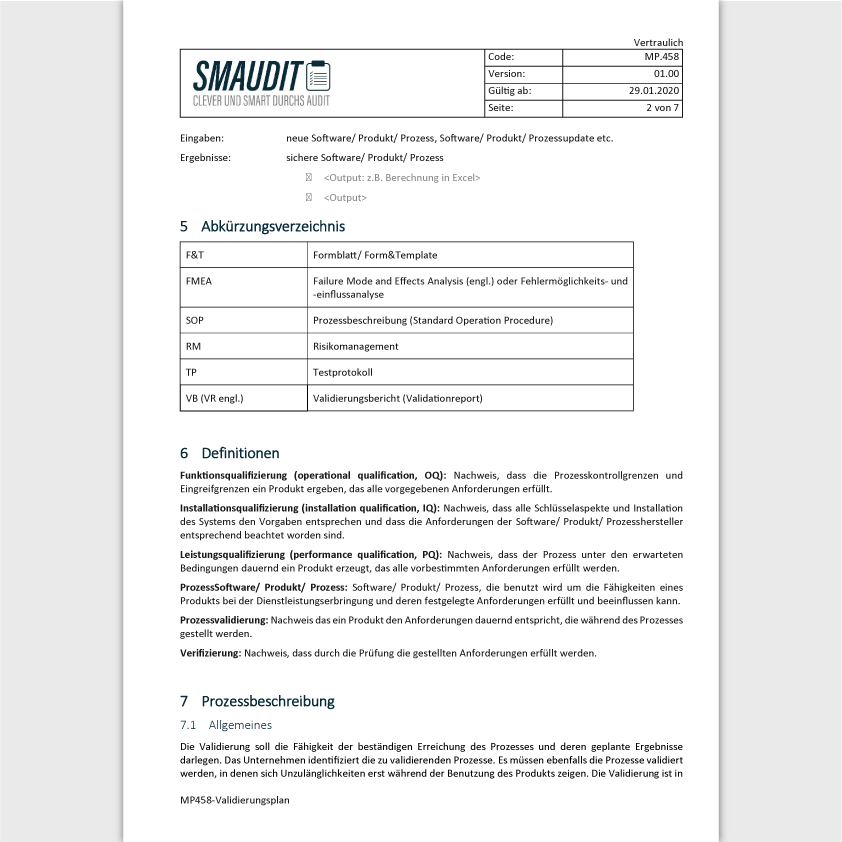 MP.458 - F&T Validierungsplan - SMAUDIT - DIN EN ISO 13485