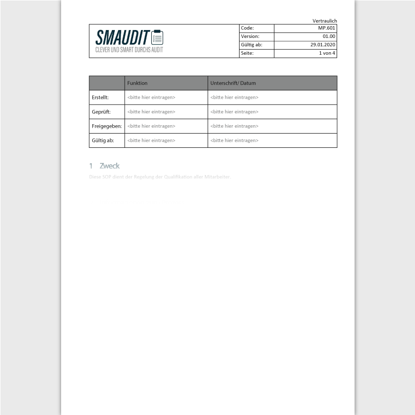 MP.P.003 - Schulungs- und Personal-Paket - SMAUDIT - DIN EN ISO 13485