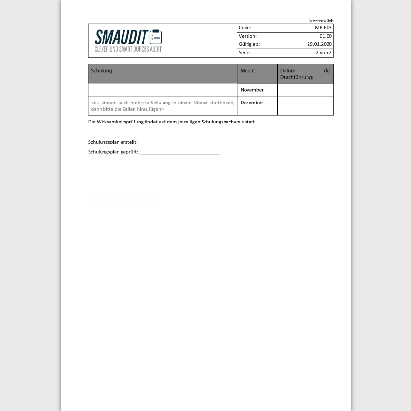 MP.603 - F&T Schulungsplan - SMAUDIT - DIN EN ISO 13485