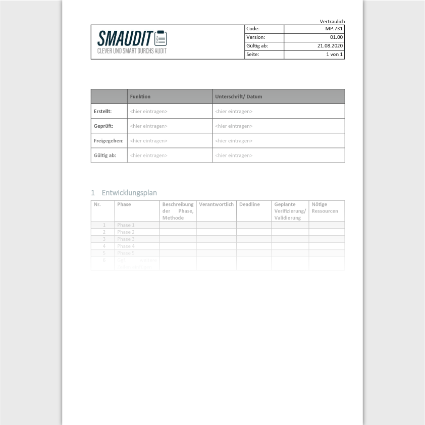 MP.731 - F&T Entwicklungsplan - SMAUDIT - DIN EN ISO 13485