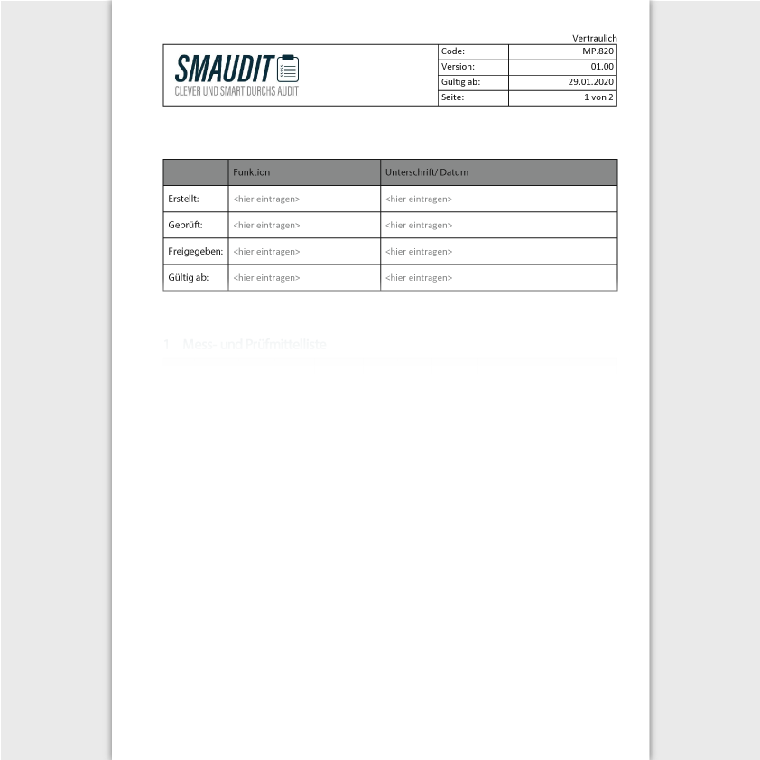 MP.820 - F&T Mess- und Prüfmittel - SMAUDIT - DIN EN ISO 13485