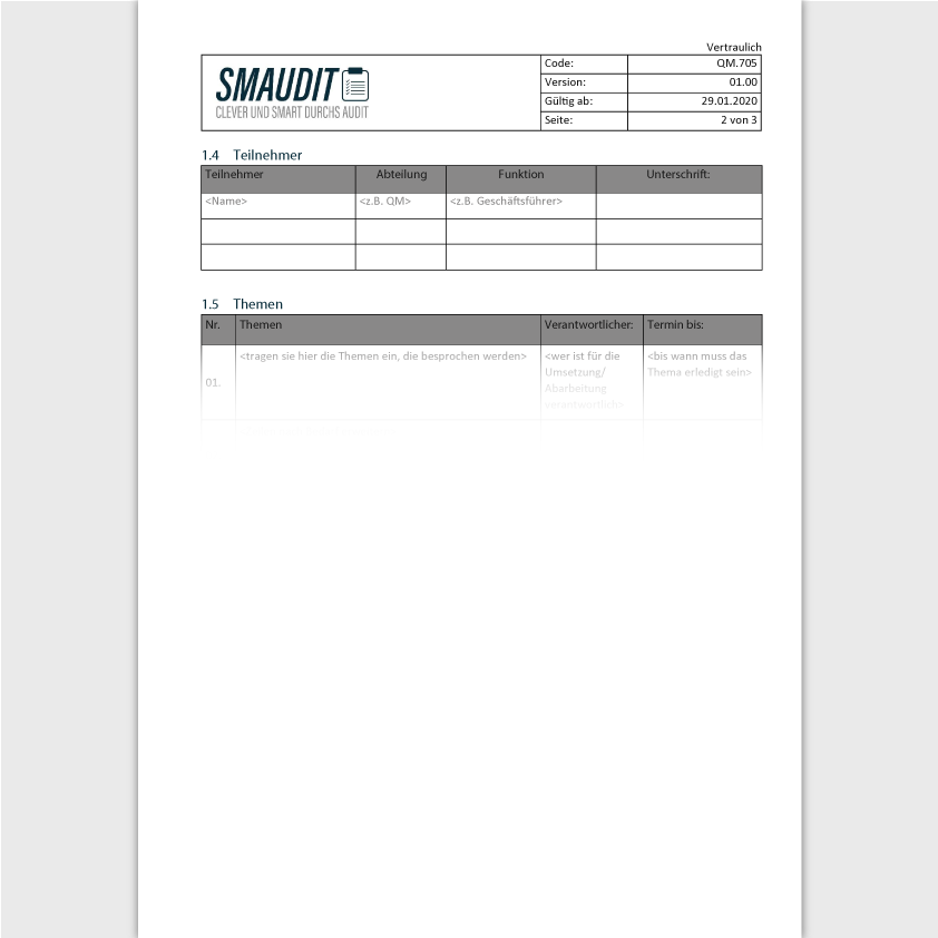 QM.705 - F&T Besprechungsprotokoll - SMAUDIT - DIN EN ISO 9001