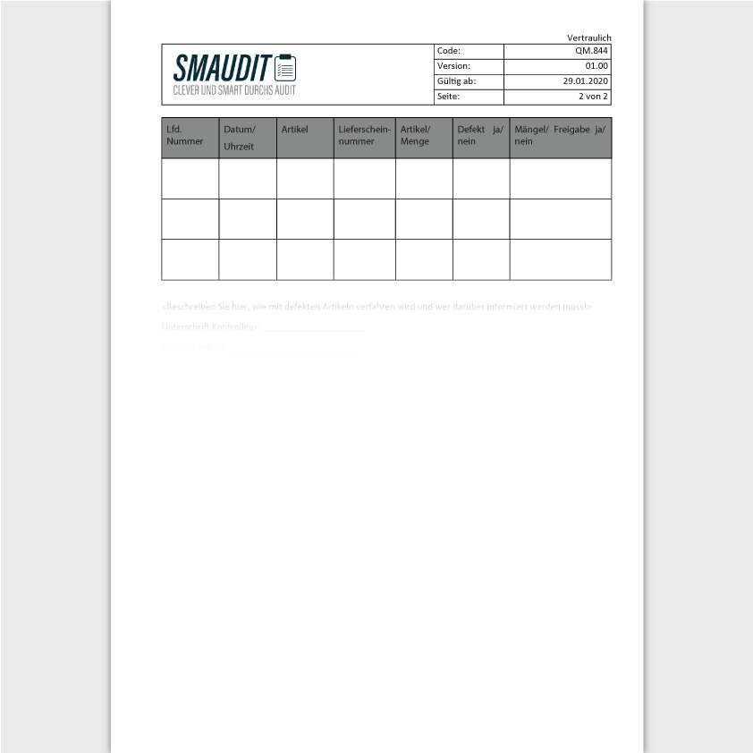 QM.844 - F&T Wareneingangsprotokoll - SMAUDIT - DIN EN ISO 9001