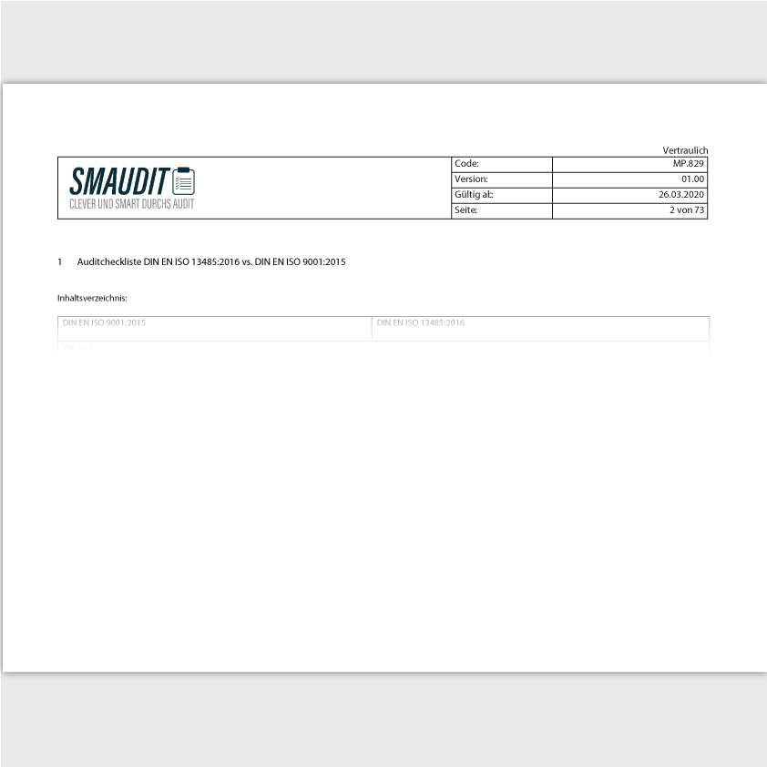 QM.925 - F&T Auditcheckliste 13485 vs. 9001 - SMAUDIT - DIN EN ISO 9001
