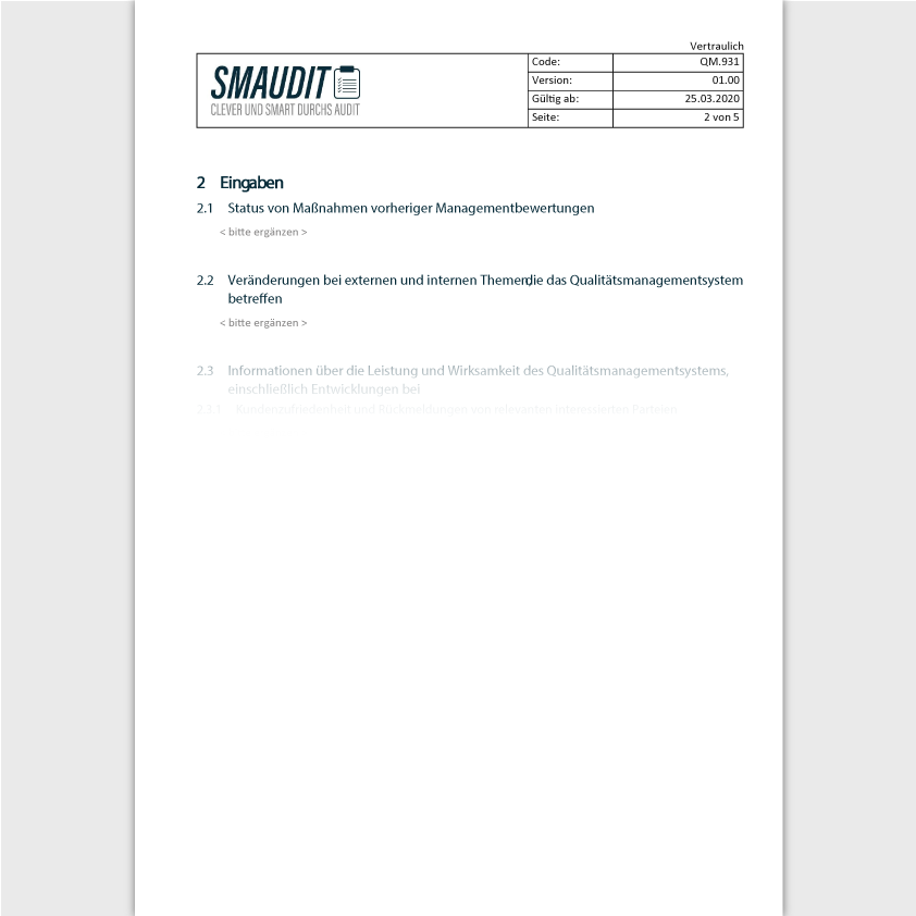 QM.931 - F&T Managementbewertung - SMAUDIT - DIN EN ISO 9001